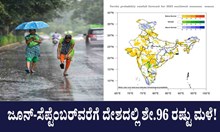 Southwest Monsoon Rainfall: ಜೂನ್‌ನಿಂದ ಸೆಪ್ಟೆಂಬರ್‌ವರೆಗೆ ದೇಶದಲ್ಲಿ ಶೇ.96 ರಷ್ಟು ಮಳೆ ಸಾಧ್ಯತೆ!